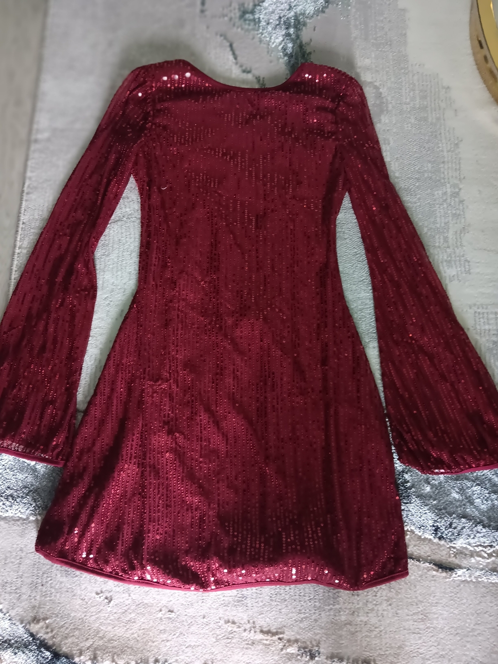 & Other Stories Girls' Burgundy Sequin A-Line Dress